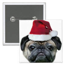 Christmas pug button