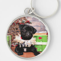 Christmas - Pug - Daisy Mae Key Chain