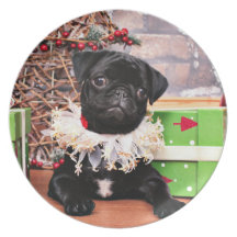 Christmas - Pug - Daisy Mae Party Plates
