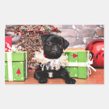Christmas - Pug - Daisy Mae Rectangular Stickers