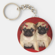 Christmas pug puppies keychains