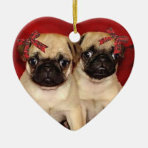 Christmas pug puppies ornaments