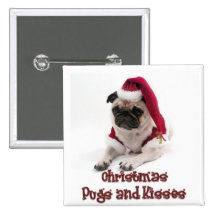 Christmas Pugs and Kisses Buttons