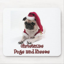 Christmas Pugs and Kisses Mousepads