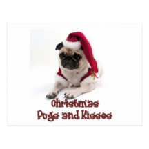 Christmas Pugs and Kisses Post Cards