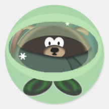 Christmas Pup in Space Round Sticker