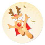 Christmas reindeer Rudolph gift tag round Sticker