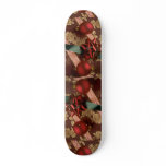 Christmas ribbons with red ornaments, green ribbon skateboards