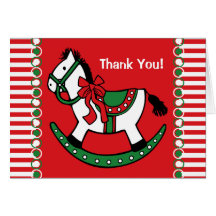 Christmas Rocking Horse Custom Greeting Card