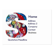 CHRISTMAS S LETTER  / SANTA  WITH VIOLIN MONOGRAM BUSINESS CARDS