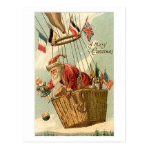 Christmas Santa in Hot Air Balloon Post Cards