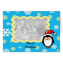 Christmas Santa penguin photo card template