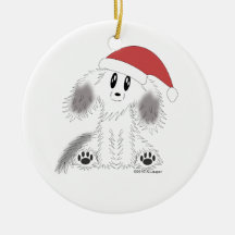 Christmas Santa Scruffy Puppy Dog Ornament