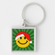 Christmas Santa Smiley Face Keychains