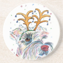 Christmas Schnauzer Drink Coasters