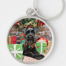 Christmas - Schnauzer - Fergie Key Chains