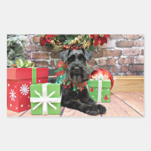 Christmas - Schnauzer - Fergie Rectangle Stickers