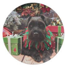 Christmas - Schnauzer Mix - Bentley Dinner Plates