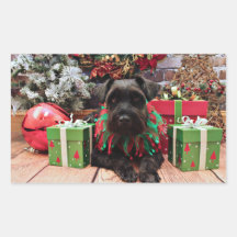 Christmas - Schnauzer Mix - Bentley Rectangle Sticker