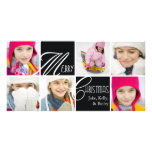 Christmas Script Collage in Black Greeting Card Custom Photo Card