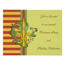 Christmas Scroll Fleur de lis Invites