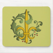Christmas Scroll Fleur de lis Mousepad