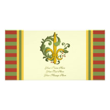 Christmas Scroll Fleur de lis Photo Card Template