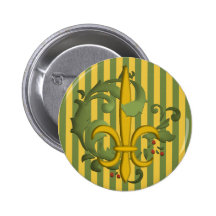 Christmas Scroll Fleur de lis Pinback Buttons