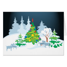 Christmas Serene Goats at  Night Greeting Cards