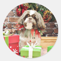 Christmas - Shih Tzu - Chip Stickers