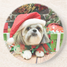 Christmas - Shih Tzu - Gizmo Drink Coaster
