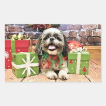 Christmas - Shih Tzu - Jake Rectangle Sticker