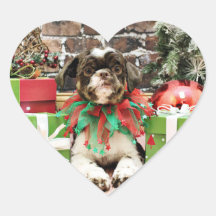 Christmas - Shih Tzu - Lucy Heart Stickers