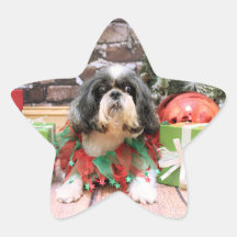 Christmas - Shih Tzu - Maggie Star Stickers