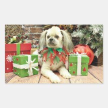 Christmas - Shih Tzu - Mr T Rectangle Sticker