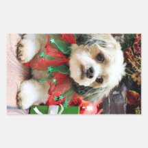 Christmas - Shih Tzu - Ruthie Rectangular Stickers