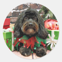 Christmas - Shih Tzu X - Bella Round Sticker