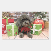 Christmas - Shih Tzu X - Maggie Rectangle Stickers