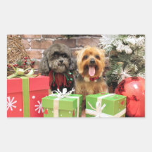 Christmas - Shih Tzu X Maggie - Yorkie Pixie Rectangular Stickers