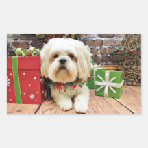 Christmas - Shih Tzu X - Walter Rectangular Sticker