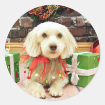 Christmas - Shih Tzu X - Zoe Round Sticker