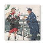 Christmas Shopping; Policeman Feeding the Metre magnets