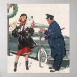 Christmas Shopping; Policeman Feeding the Metre posters