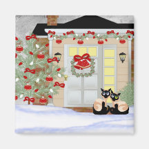 Christmas Siamese Pals Fridge Magnet