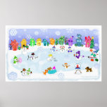 Christmas Snow Day Art Poster Print