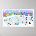 Christmas Snow Day Art Poster Print