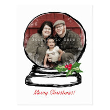 Christmas Snow Globe Photo Post Card