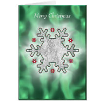 Christmas Snowflake Green (photo frame) Card