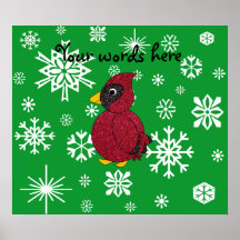 Christmas snowflakes cardinal poster