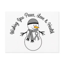 Christmas Snowman Brain Cancer Ribbon